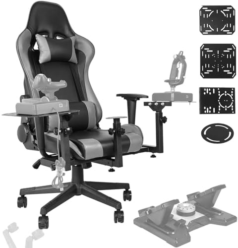 Anman Multifunctional Flight Racing Simulator Cockpit Joystick/Hotas Mount with Chair Fit for Thrustmaster A10C Hotas Warthog Logitech X56 X52 Race car seat Adjustable Racing Steering Wheel Mount