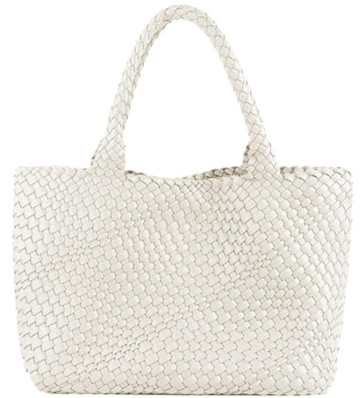 Gewebte Tasche für Damen, veganes Leder, handgewebte Tragetaschen mit Geldbörse, Shopper Tasche, große Schultertasche