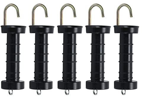 Youyijia 5Pcs Electric Fence Handles Handle Sets- Insulated Spring Tension Gate Handles for Fencing (Black)