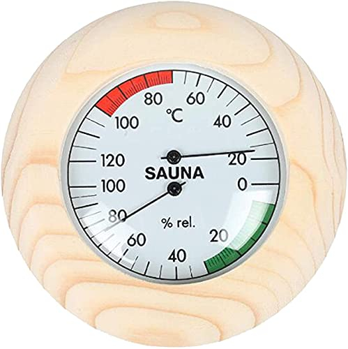DOOKAA Thermometer Holz Thermometer aussen Wandbehang Holz Digitales Sauna Thermometer Hygrometer Zifferblatt Meter Sauna Zimmer Zubehör
