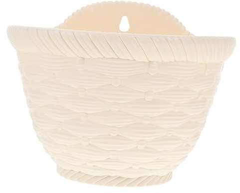 CAXUSD Macetas Colgantes para Plantas de Exterior y Flores, Jardineras de Plástico Beige Diseño Moderno y Fácil de Colgar para Decoración de Pared Hogar