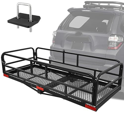 OUTPRIZE Anhängerkupplung Cargo Rack 60 x 24 x 14 Zoll Klappbare Anhängerkupplung Cargo Carrier mit hohen Seitenschienen für RV LKW SUV Van, 227 kg Kapazität, 5,1 cm Empfänger, Schwarz
