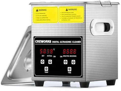 CREWORKS Ultraschallreinigungsgerät mit Heizung 2L Ultraschallgerät Ultraschallreiniger Reinigung Ultrasonic Cleaner mit Innenkorb, Digital Timer für Brillen, Schmuck, Zahnprothesen und Münzen