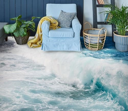 Benutzerdefinierte Boden Wasserdichte Stereo-Aufkleber 3D-Meereswellen 3D-Bodenfliesen Aufkleber Bodenbelag Tapete Wandbild PVC Wasserdicht selbstklebende Tapete Wohnkultur,430 * 300cm