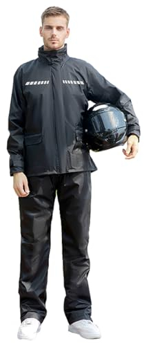 Harssidanzar Herr motorcykel regndräkt set lätt utomhus regnjacka regnbyxor SM301EU, svart, XL