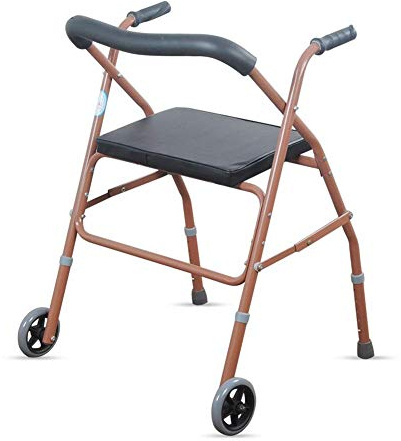 Gehgestell Faltbarer Rollator Lauflernhilfe mit gepolstertem Sitz und 2 Rollen für ältere Erwachsene Senioren Behinderte Handläufe Krücken, Einstellbare Höhe Interessant Safehappy