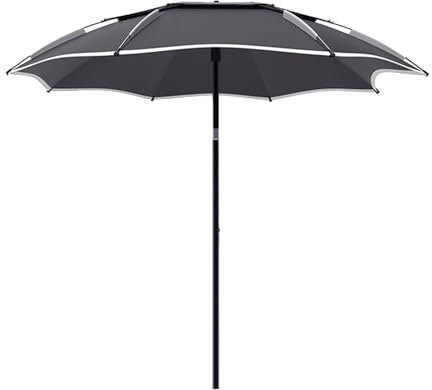 Ombrellone da Pesca con Forcella, Robusto Ombrellone da Spiaggia Antivento, Ombrellone da Esterno per Patio Giardino Piscina, Nero