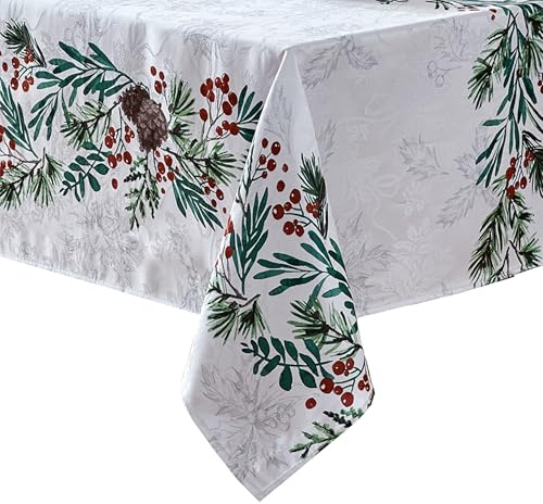 Elrene Home Fashions - Tovaglia rettangolare in tessuto con agrifoglio e bacche, 152 x 259 cm