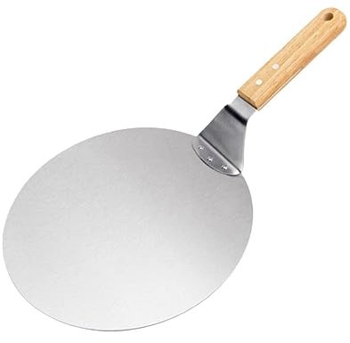 ZGPjubilant Pizza Paddle 10 Inch 12 Inch Stainless Steel Pizza Shovel Round Wooden Handle Cake Shovel Thickened Cake Transfer Shovel Kitchen Baking Pizza Peel (Color : 10 inches) (10 Inches)
