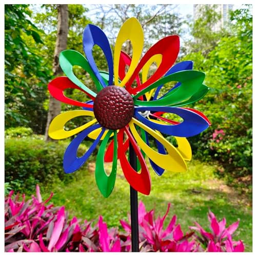 WindräDer Doppelwindrad mit gegenläufigen Rotoren,174CM, Windrad Familie, Freunde Und Bekannte,Colorful