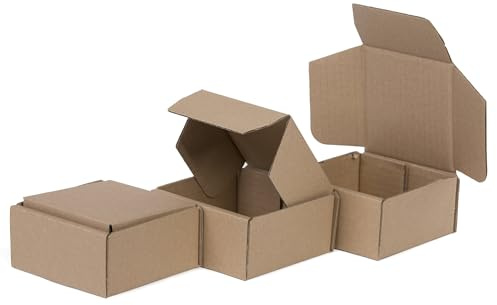 WePack 100 Stück Maxibriefkartons 100x100x50 mm Maxibrief Versand Post Faltschachtel Welle ab B 400G/qm Braun Postkarton Versandschachtel Paket Päckchen Versandkarton warensendung