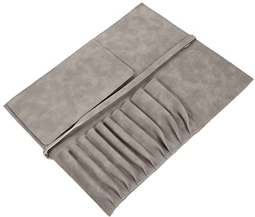 MAGICLULU Bestecktasche Praktische Aufbewahrung aus Leder und Oxford Stoff mit 10 Fächern Tragbarer Besteckrollenbeutel für Outdoor und Reise für Messer und Gabel
