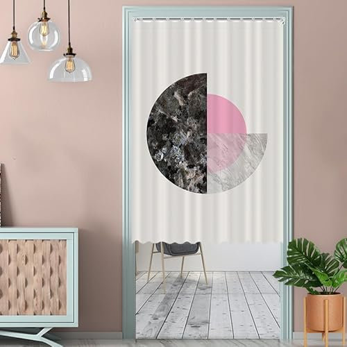 Türvorhang Rosa Marmor Beige Küchenvorhänge Polyester Raumteiler Vorhang Waschbar Vorhänge Kurz Küchenvorhang Langlebig Fliegenvorhang Terrassentür tür Vorhang Verdickung Vorhang Tür 90x180cm