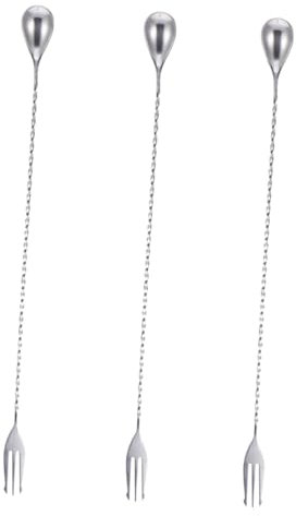 Cucchiaio da Bar in Acciaio Inox 32cm, Set 3 Pezzi Argento