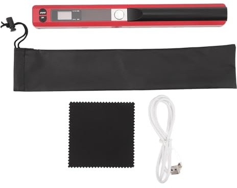 Handbildscanner, A4-Dokumente Handbildscanner 900 DPI Multifunktionaler Tragbarer Scanner Dokumentenscanner für Zuhause und Büro (Rot)