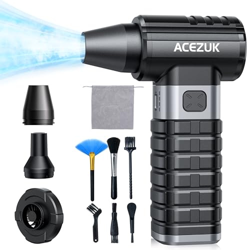 Aria Compressa Elettrico Rimuovi Polvere, 200000RPM & 10500mAH & 4 Velocità Air Duster Soffiatore PC con Batteria Ricaricabile Per PC, Tastiera, Ufficio, Auto, Puliz（ACEZUK）
