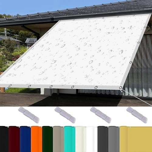 Voile Ombrage Rectangle 2.5 x 10 m UV Protection avec Oeillets Tissu Polyester Multi Couleur et Taille Bâche Dombrages pour Pelouse Balcon Pet House Jardin, Blanc