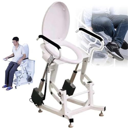 XINGLUOY Rialzo Elettrico for WC con Sedile Diviso a 180° e Doppi braccioli, Sollevatore for trasferimento pazienti, Funzione di Riscaldamento del Sedile