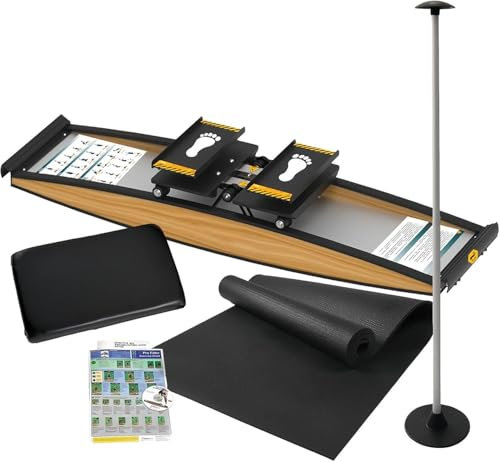 WANGYYDS Indoor-Ski-Trainingsgerät Mit Gehstock Und Bodenmatte Für Indoor-Simulations-Ski-/Ruder-Aerobic-Geräte, Stumme Gummirollen Und Robuster Körper, Für Taillen-, Bauch- Und Beintraining