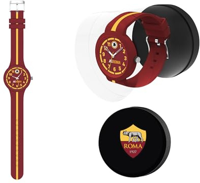 Seven Orologio da Polso AS Roma,Giallo Rosso, Con banda su cinturino, Bambini e Ragazzi, Squadra di Calcio, Idea regalo per tifosi