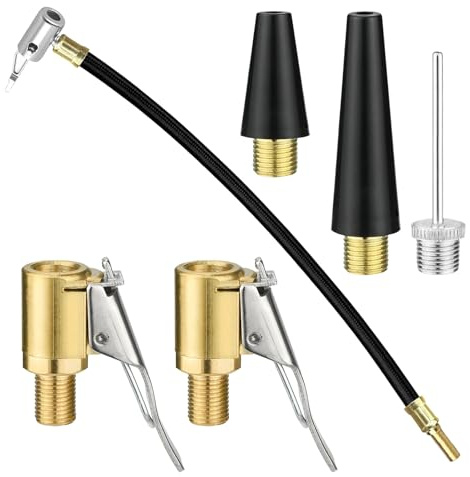 Ourdort Multifunktionales Valve Adapter Set, Ventilverlängerung Set - 35cm | Reifenfüller Schlauch mit 2xAutoventil Hebelstecker Air Chuck Reifenfüllschlauch Autoventil Adapter für Autoreifen, Fahrräder
