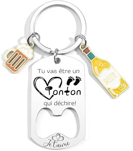 MNBVBV Cadeau Annonce grossesse Porte clés pour un futur papa - futur papi - futur parrain - futur tonton cadeau tu vas etre papa tonton parrain papy
