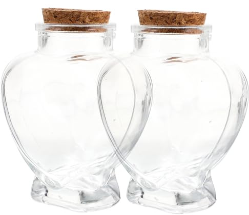 Cabilock Bouteilles en Verre de Cœur Décoratives et Résistantes Bouchon en Liège 2pcs pour DIY et Décoration Intérieure