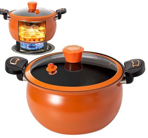 8L Large Capacity Pressure Cooker, Non-Stick Pressure Cooker, Fast Heating Cooking Pot With Glass Lid, Multi-Function Kitchen Pot For Soups, Stews & Meal Prep