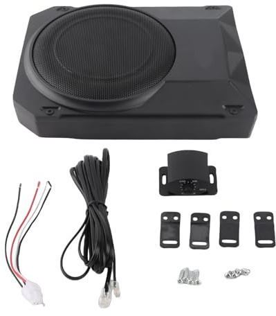Subwoofer Activo para Coche 600W, Amplificador de Audio Universal, Bajo Potente y Ultra Delgado - Instalación Bajo Asiento, Alta Durabilidad y Baja Distorsión