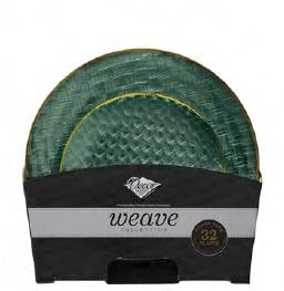 Decorline – Weave Combo Collection Lot d’Assiettes Vert/Or – 36 pièces (26 & 19 cm) en plastique PET résistant, réutilisable, décoration de table élégante pour mariage, fête & événements