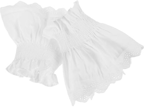 COOPHYA Puños de Encaje Bohemio Desmontables para Mujeres y Niñas, Diseño Floral Blanco, Fácil de Usar para Uso Diario y Citas