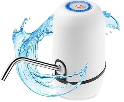 Dispensador de Agua Eléctrico USB-C 1200 mAh, Bomba Automática para Garrafas 5L a 20L con 2 Adaptadores, Portátil, Silencioso, Acero Inoxidable, Fácil de Usar, Blanco