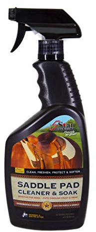 5 Star Equine Horse Saddle Pad Cleaner & Soak - Works on Horse Blankets, Wool and as a Leather Cleaner - Cleans, Freshens, Preserves & Softens 4-6 Equine Saddle Pads 24 oz. Spray Bottle