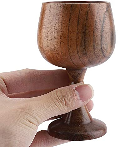 Hztyyier Weinkelch Kelch Holz Vintage Erstklassige Natürliche Feste Trinkbecher für Weinlese Kaffee Tee Milch Wasser