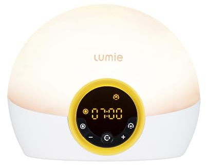 Lumie Bodyclock Rise 100 - LED Wake-Up Light Alarm Clock with Realistic Sunrise and Sunset, Dimmable, White/Yellow