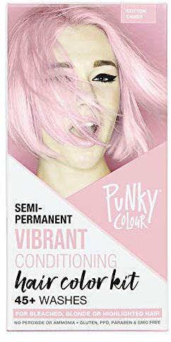 Punky Colour Box Kit Cotton Candy Semi Permanent Hair Color - Vegan, Cruelty-Free Conditioning Hair Dye, Lasts Up to 35 Washes