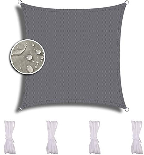 ZQXFZ Voile d'Ombrage Carré 3.6X3.6m, Voiture,Restaurant,Jardin, Polyester PES Hydrophobe Dpe Respirant Anti UV Filet D'Ombrage -Gris Clair