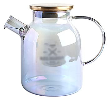 Jus Carafe d'eau Pichet en Verre avec Filtre en Spirale Bouilloire résistante à la température avec Couvercle de Grande capacité de capacité avec poignée Anti-échappée Thé Cruche (Size : Medium)