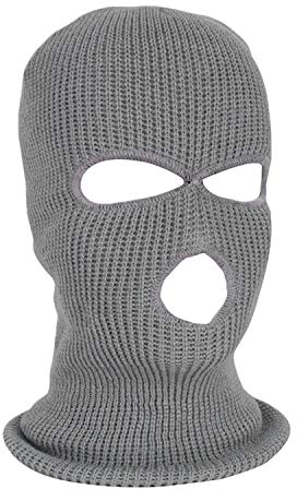 FakeFace Schwarze Sturmhaube Skimaske Balaclava Sturmmaske 3-Loch gestrickte Motorradmaske Multifunktional Atmungsaktiv Skimaske Halswärmer Masken Mütze für Damen und Herren (Grau)