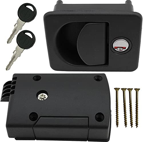 Türschloss Griffmuldenschloss Schloss Stauklappenschloss Wohnwagen Wohnmobil Caravan schwarz komplett 38-46mm