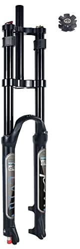 LvTu MTB Fahrrad Vorderrad Gabel 26 27,5 29 Zoll Doppelte Schulterkontrolle Downhill Federgabel DH Luft Druck Gerades Rohr Ultraleicht Mountainbike Stoßdämpfer Zugstufeneinstellung, Schwarz