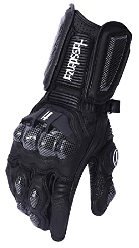 Harssidanzar Gants de Moto pour Hommes,Gants de Protection des articulations en Fibre de Carbone pour Sports motorisés KM045,Noir,Taille XL