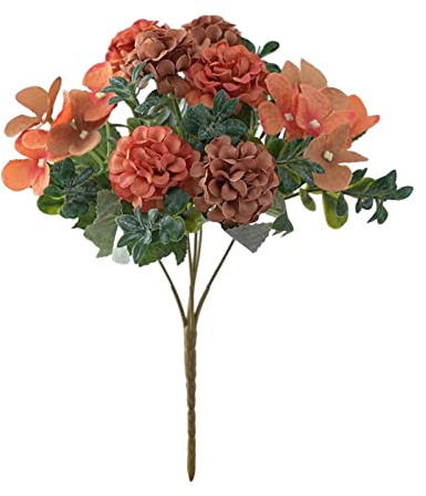 Guirlande Artificielle Plantes Fleurs ， Bouquet De Fleurs Bouquets De Fleurs D'hortensia en Soie for La Décoration De Table De Salle À Manger, Rouge (Color : Orange)