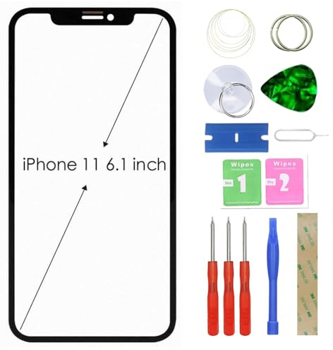 MovTEK Pantalla Repuesto Cristal Tactil Frontal +OCA Compatible con iPhone 11 con Kit de Herramientas (Sin Táctil y LCD) -6.1