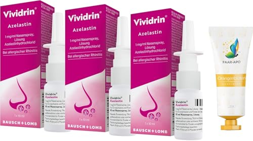 Vividrin Azelastin Nasenspray Sparset Sparpack 3 X10 ml inkl. einer hochwertigen Handcreme Marke Faar-Apo