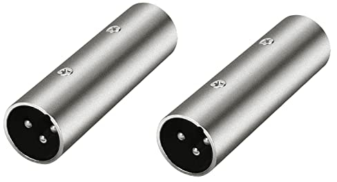 Geekria for Creators - Adaptador de cable de micrófono XLR macho a XLR macho compatible con Shure SM58, SM57, SM7B, MV7, PGA48, Behringer xm8500 - Toma de cable micro (2 unidades), color plateado
