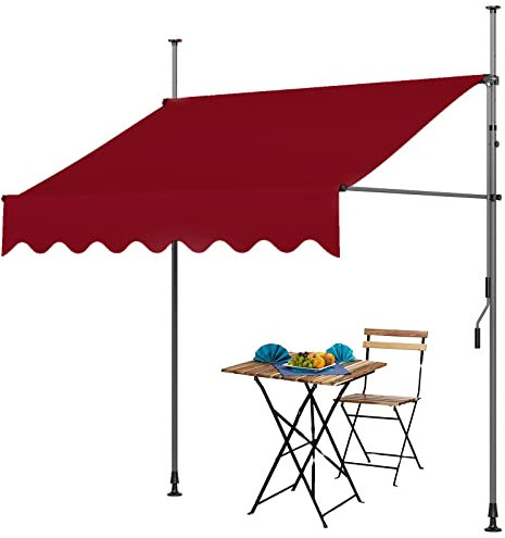REALN Markise, Markise Balkon Ohne Bohren, Wasserdicht, Balkon-Klemmmarkise, Outdoor-Überdachung, UV-Beständig (Color : A/Red, Size : W-2M)