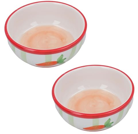 AB Tools Lot de 2 gamelles en céramique pour petits animaux Lapin Guinée Carotte Rayures
