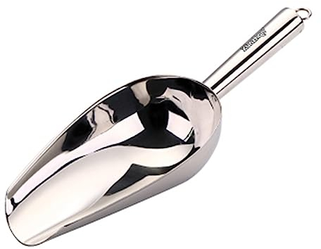 Ice Scoop Foldable Plastic Ice Shovel Kitchen Food Flour Shovel Ice Cube Shovel Multi-Functional Spoon (Color : Silver, Size : L)