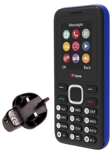 TTfone TT150 Unlocked Basic Mobile Phone UK Sim Free with Bluetooth, Long Battery Life, Dual Sim with camera and games, easy to use, Pay As You Go (EE, with £10 Credit, Blue)
